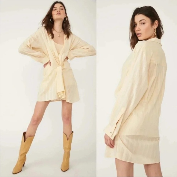 Free People Tara Twist Mini Dress Large Vanilla Cake - Picture 10 of 11